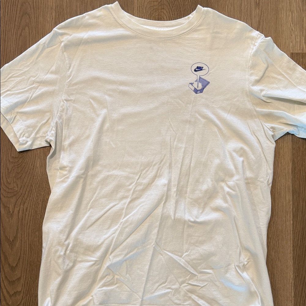 Nike White Tee with Blue Logo